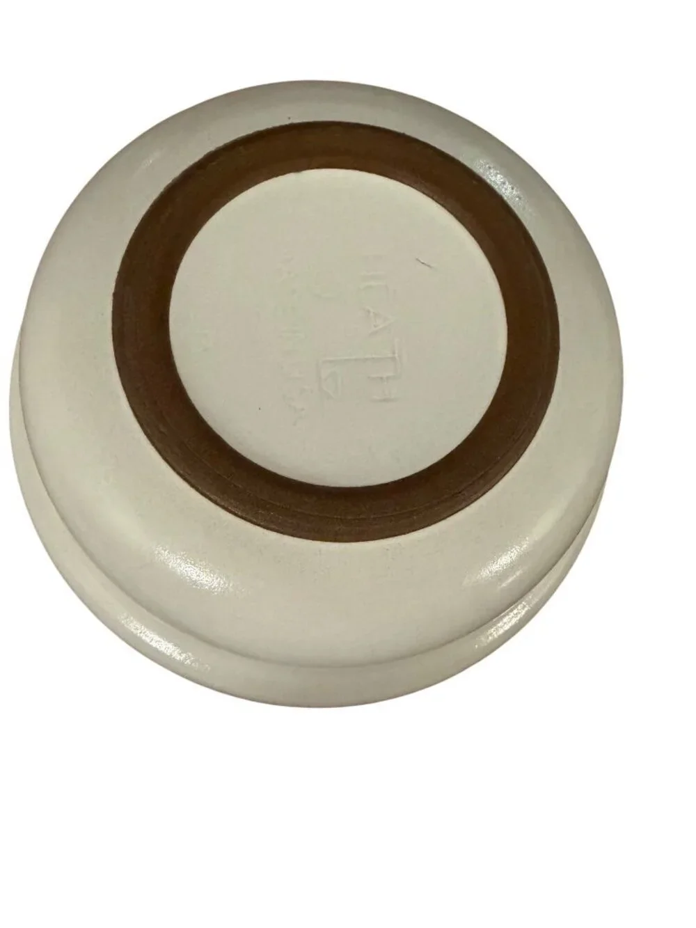 Heath Ceramics Medium Covered Serving Dish Brown Rim Cream Handmade USA